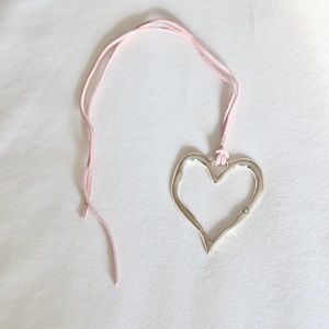 Large Silver Chunky Heart Cord Necklace
